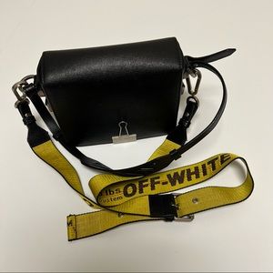 Off-White Binder Clip Black Bag Yellow Strap Shoulder Bag